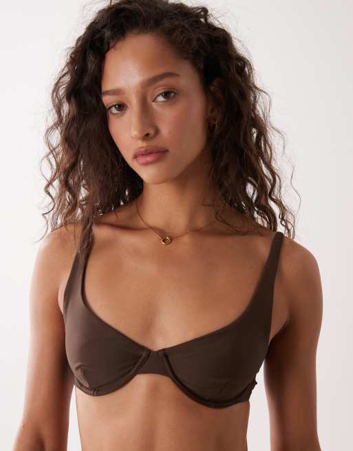 Rhythm classic underwire bikini top in dark brown, 4 of 4