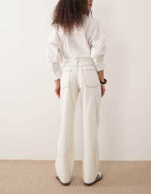Rhythm Contrast Stitch Wide Leg Jeans In Pattern