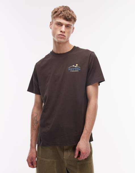 Rhythm – Czarny T-shirt z nadrukiem gór na plecach - view 1