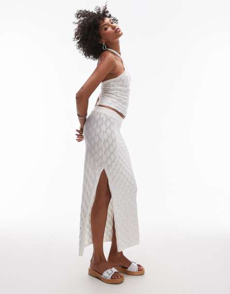 Rhythm - Daisy - Gonna da mare lunga in maglia bianca in coordinato - view 1