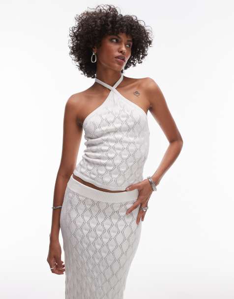 Rhythm daisy knit halter top in white - part of a set - view 1