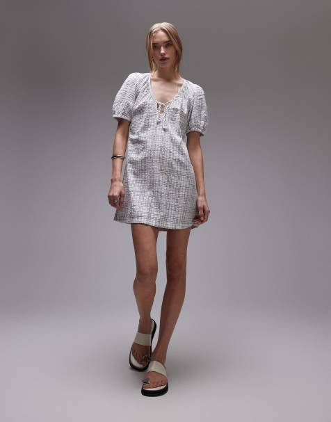 Rhythm desi plaid mini dress in blue - view 1