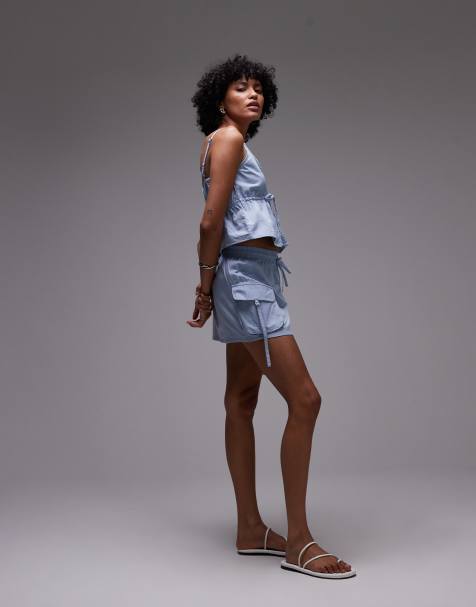 Rhythm dolly cargo mini skirt in blue
