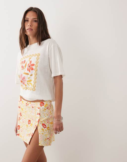 Rhythm front split mini skirt in lemon wildflower print, 2 of 5