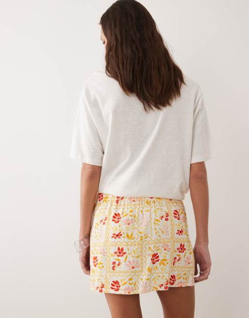 Rhythm front split mini skirt in lemon wildflower print, 5 of 5