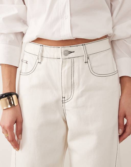 Rhythm – Gräddvita jeans med vida ben och kontrastsömmar, 5 av 5