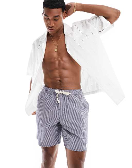 Rhythm - Jam - Gestreepte seersucker strandshort in indigo 