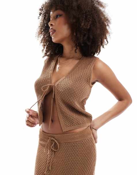 Rhythm - Josie - Canotta in maglia marrone in coordinato - view 1