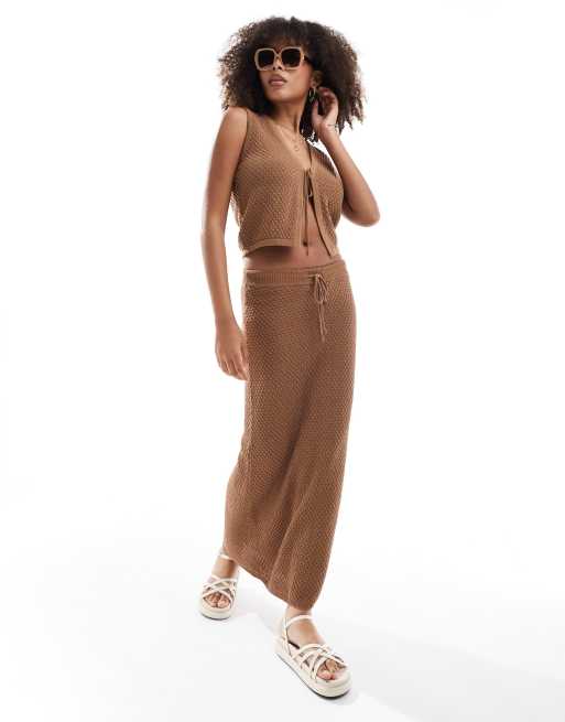 Rhythm Josie knit maxi skirt in brown (part of a set)
