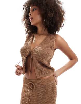 Rhythm Rhythm josie knit vest co-ord in brown