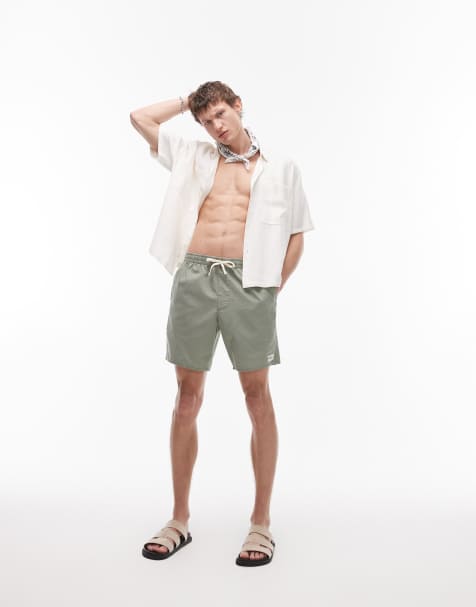 Rhythm - Klassieke linnen shorts in groen - view 1