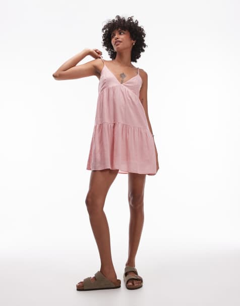 Rhythm – Klassisches, gestuftes Mini-Strandkleid in Rosenrosa - view 1