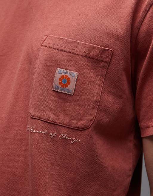 Rhythm - Lerfarvet T-shirt med lomme i vintagevask, 5 af 5