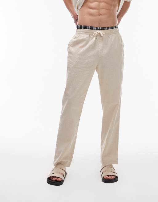 Rhythm linen jam trouser in cream, 3 of 5