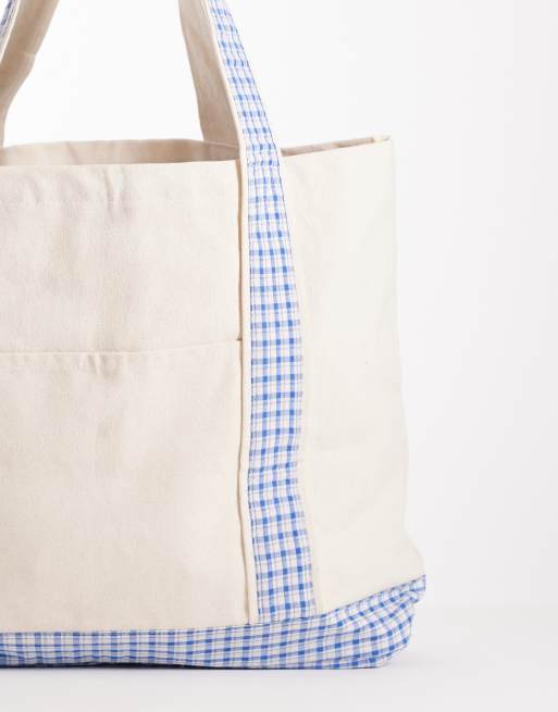 Rhythm - Lola - Geruite tote tas in crème, 3 van 4