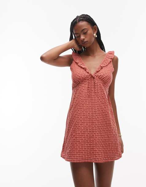 Rhythm – Lola – Kariertes Minikleid in Rot mit Rüschen - view 1