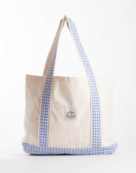 Rhythm Lola plaid tote bag in cream - view 1