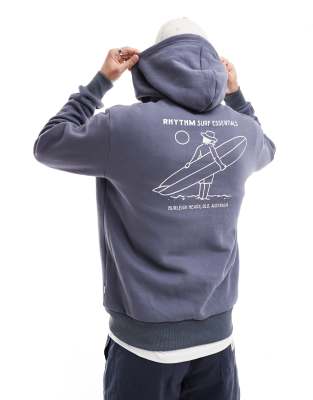 Rhythm Rhythm lull fleece hoodie in navy