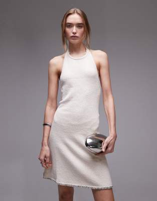 Rhythm - Martini - Mini-Strickkleid in Cremeweiß mit Neckholder