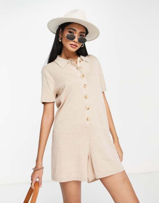 Rhythm – Maverick – Krämvit, stickad strand-playsuit 