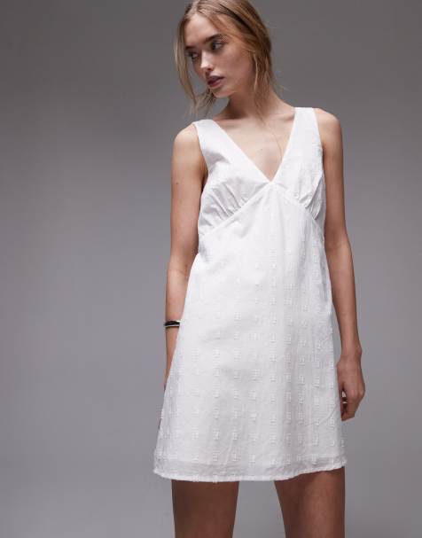 Rhythm mirage mini v neck dress in white - view 1