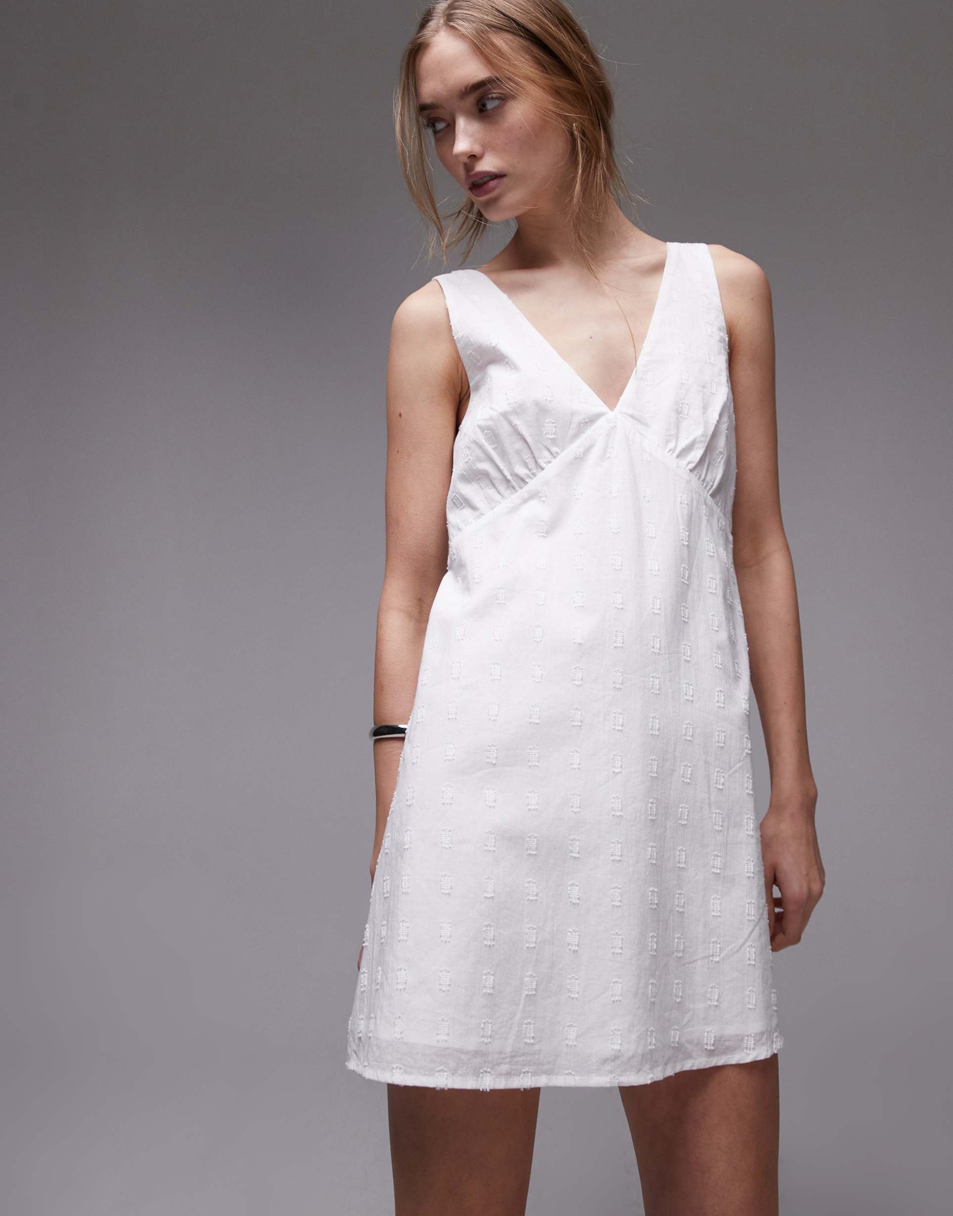 rhythm mirage mini v neck dress in white