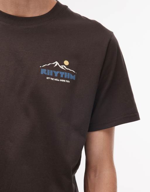 Rhythm mountain back print t-shirt in black, 5 of 5