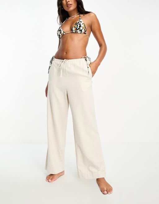 Rhythm - Pantalon classique en lin avec cordon coulissant - Avoine 