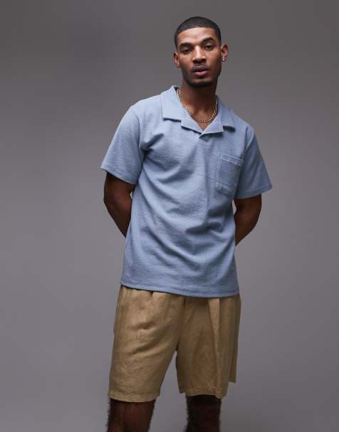 Rhythm - Polo strandtop van badstof in blauw - view 1