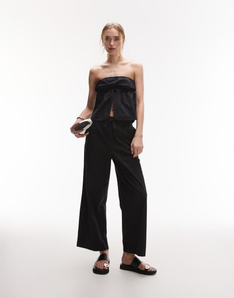 Rhythm - Posie - Aangerimpelde strand co-ord set in zwart - view 1