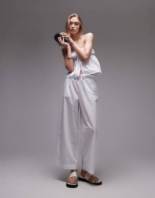 posie gathered pants in white