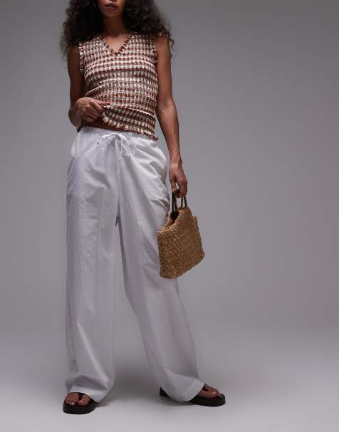 Rhythm posie gathered trousers in white