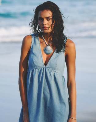 Presley - Robe courte en jean - Bleu clair délavé 38
