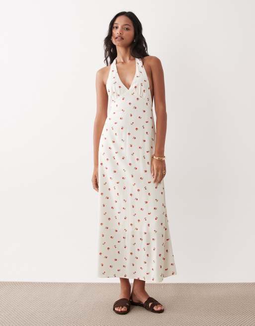 Rhythm - Robe longue dos nu à petites fleurs - Crème, 2 de 4