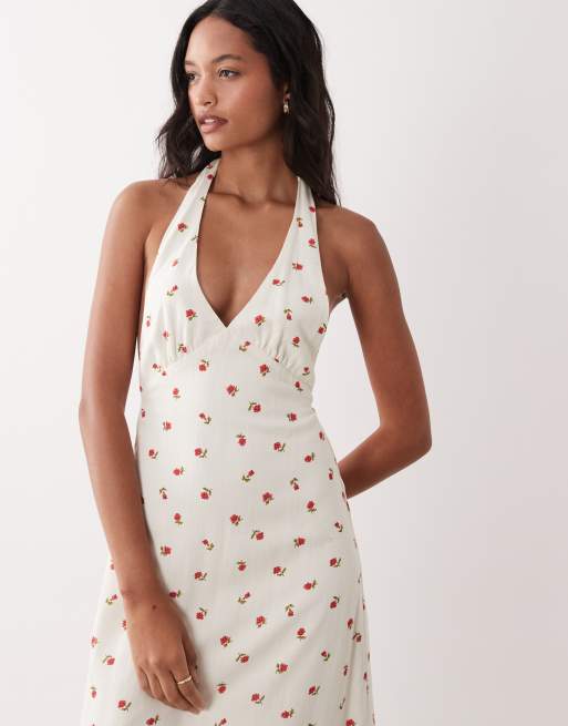 Rhythm - Robe longue dos nu à petites fleurs - Crème, 3 de 4