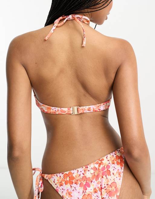 Rhythm Rosa Floral Support Tall Tri Womens Bikini Top - Pink