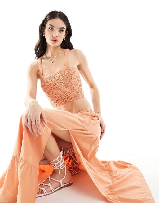 Rhythm Sammy smocked beach top in peach (Part of a set)