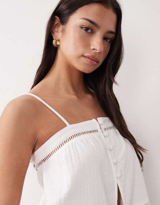 Rhythm scallop cami top in white, 4 of 4