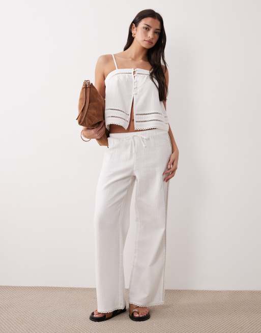Rhythm scallop trim beach pants in white, 2 of 5