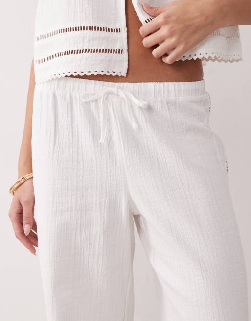 Rhythm scallop trim beach pants in white, 5 of 5
