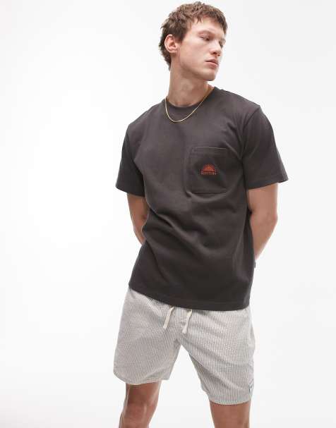 Rhythm – Schweres, kurzärmliges Vintage-T-Shirt in Anthrazit mit Emblem-Brusttasche - view 1