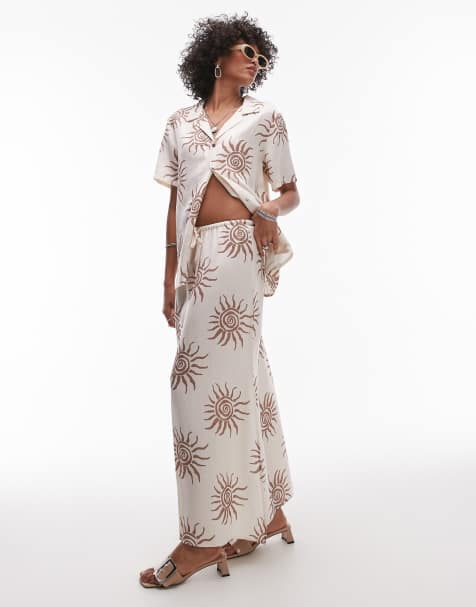 Rhythm seafarer beach co-ord in white and brown - view 1