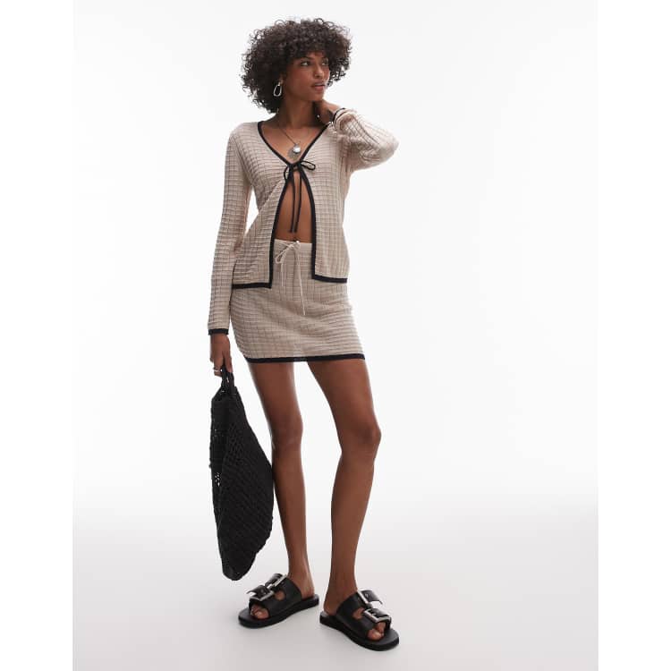 Rhythm Seaside Gonna corta in maglia avena con dettagli a