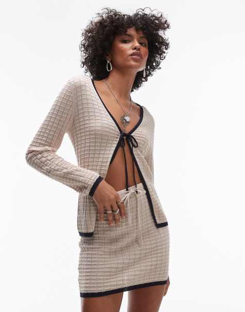 Rhythm seaside long sleeve knit contrast top co-ord in oat