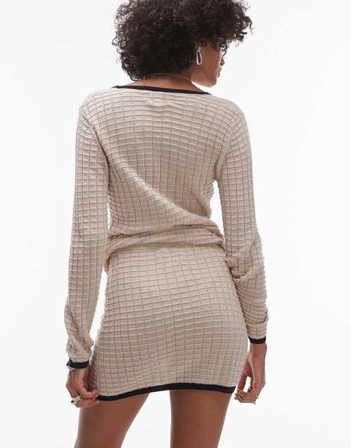 Rhythm seaside knit mini contrast skirt co-ord in oat, 2 of 5