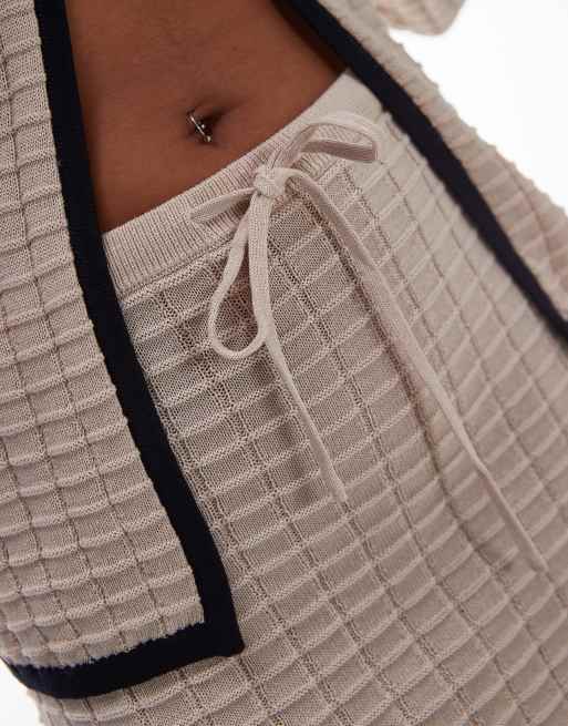 Rhythm Seaside knit mini contrast skirt in oat (part of a set), 4 of 5