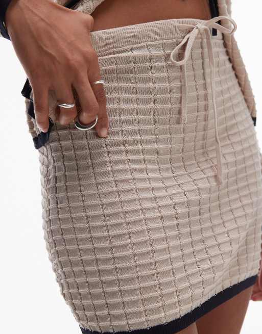 Rhythm Seaside knit mini contrast skirt in oat (part of a set), 5 of 5