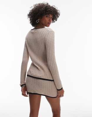 Rhythm Seaside Long Sleeve Knit Contrast Top In Neutral