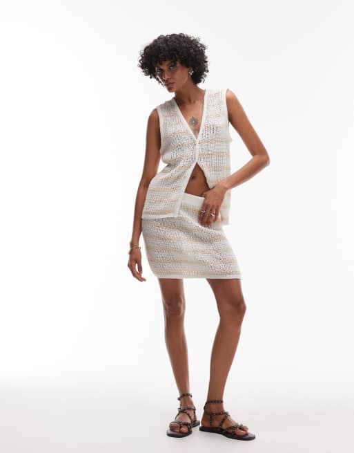 Rhythm - Sol - Coordinato da spiaggia in maglia color crema a righe