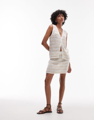 Rhythm - Sol - Mini-jupe en maille rayée - Crème-Blanc